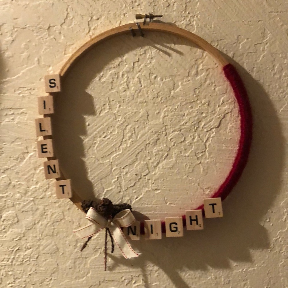 Handmade Holiday Scrabble Wreath by Susanne